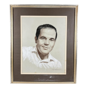 Vintage 1971 Woodi Ishmael Signed Original Pastel Portrait of a Man