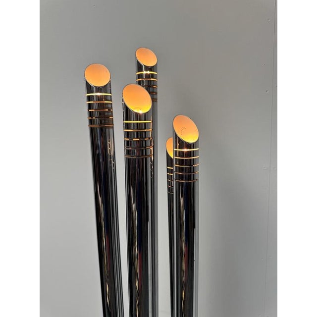 Tubular Chrome 5-Arm Floor Lamp by Gaetano Sciolari, 1965 For Sale - Image 6 of 9