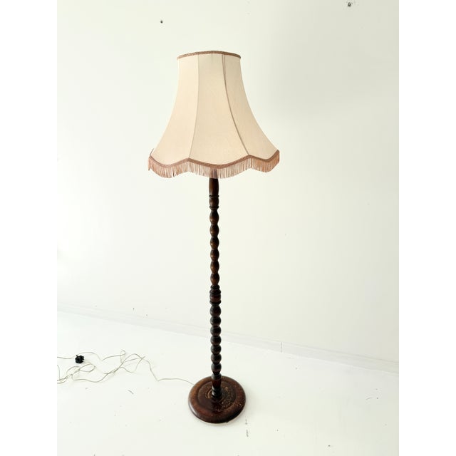 Vintage Art Deco Barley Twist Turned Oak Floor Lamp, 1930s For Sale - Image 3 of 17