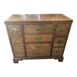 Baker Burlwood Eight-Drawer Bachelor Chest Flip Top For Sale