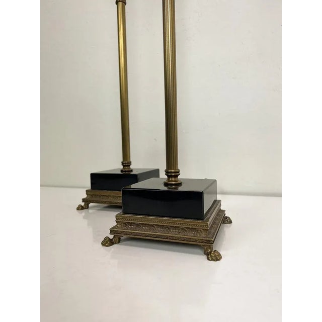 Black Vintage Brass and Acrylic Table Lamp with Claw Feet, 1970s, Set of 2 For Sale - Image 8 of 12