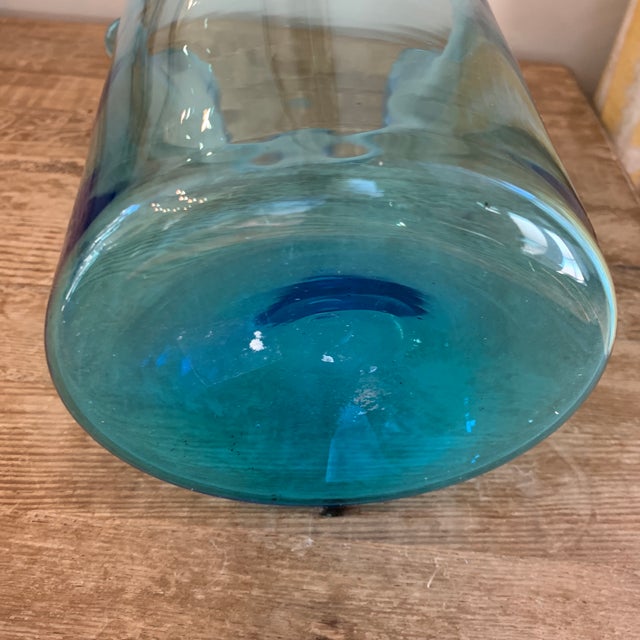 Large Blue Hand Blown Glass Handkerchief Vase Chairish