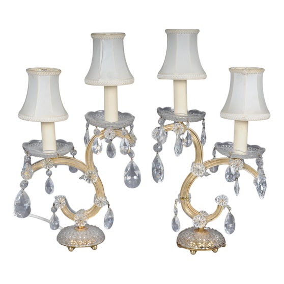 Classic Crystal Table Lamps, Set of 2 For Sale