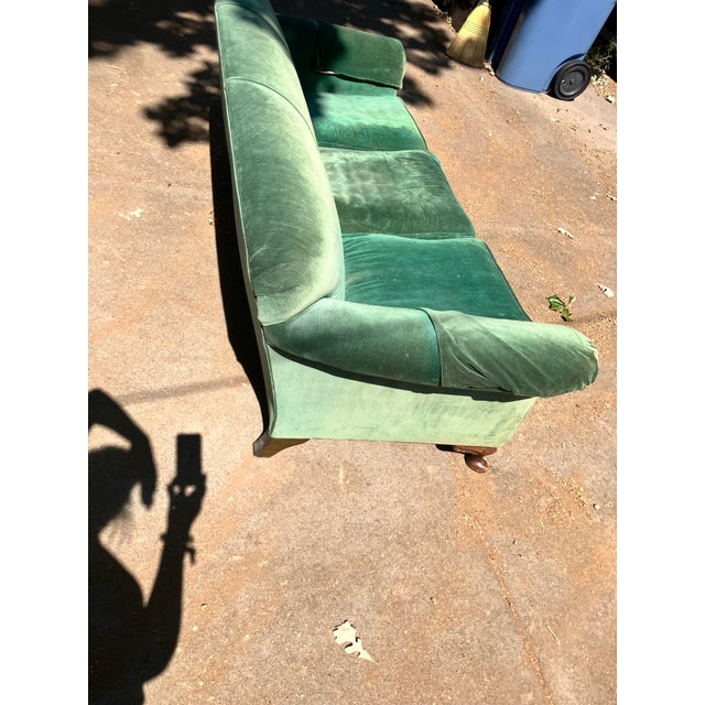 Sofa Early 20th Century Reupholstered in Green Velvet For Sale - Image 4 of 4