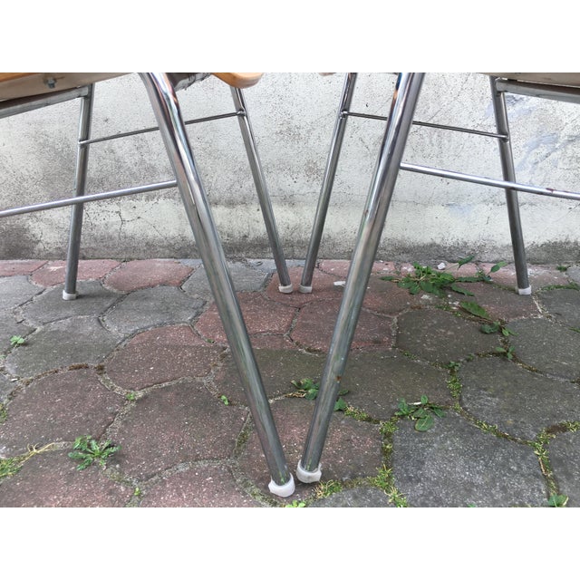 1990s Stackable Metal and Wood Chairs, 1990s, Set of 4 For Sale - Image 5 of 16
