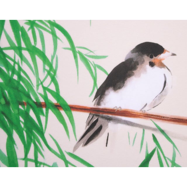 Late 20th Century "Flycatcher", Heisei Era Japanese Silk Painting For Sale - Image 5 of 13