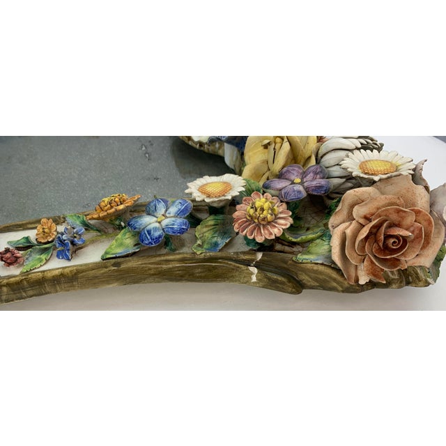 Ceramic 1970s Italian Painted Ceramic Mirror For Sale - Image 7 of 12