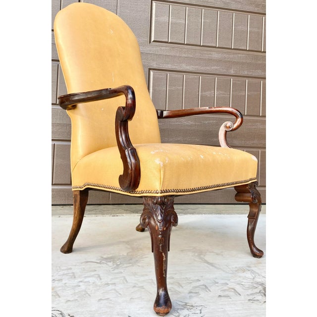 19th C. English Georgian Queen Anne Executive Desk Chair For Sale - Image 12 of 12
