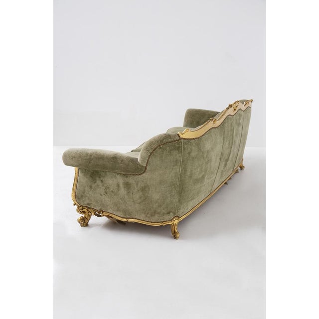 Vintage Italian Gilded Woold and Velvet Sofa For Sale - Image 13 of 14