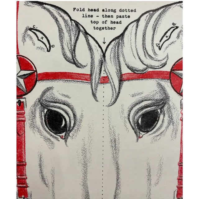 1950s child's equestrian lithograph for cutting out and making a hobby horse. On the back, an advertisement for the...