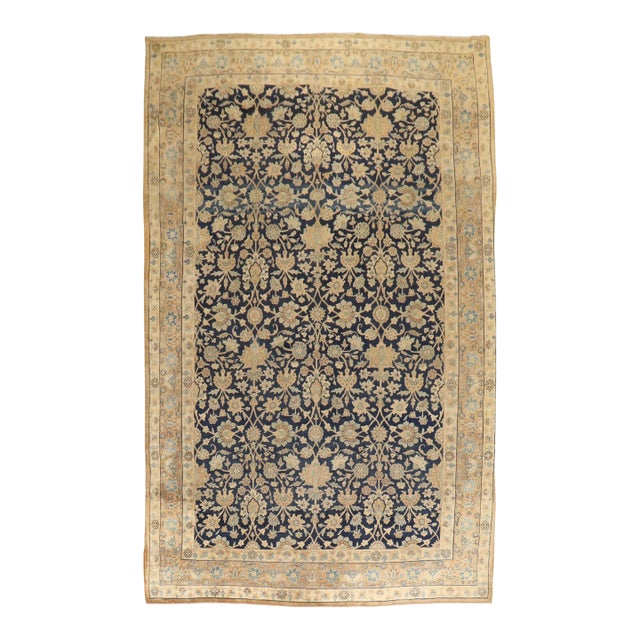 Antique Zabihi Collection Blue Formal Kerman Rug - 8' x 12'11" For Sale