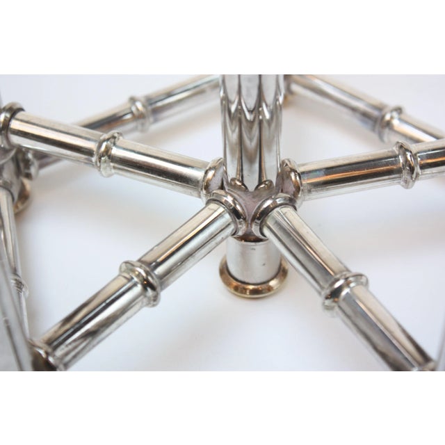 Faux-Bamboo Chrome Six-Candle Holder For Sale - Image 9 of 10