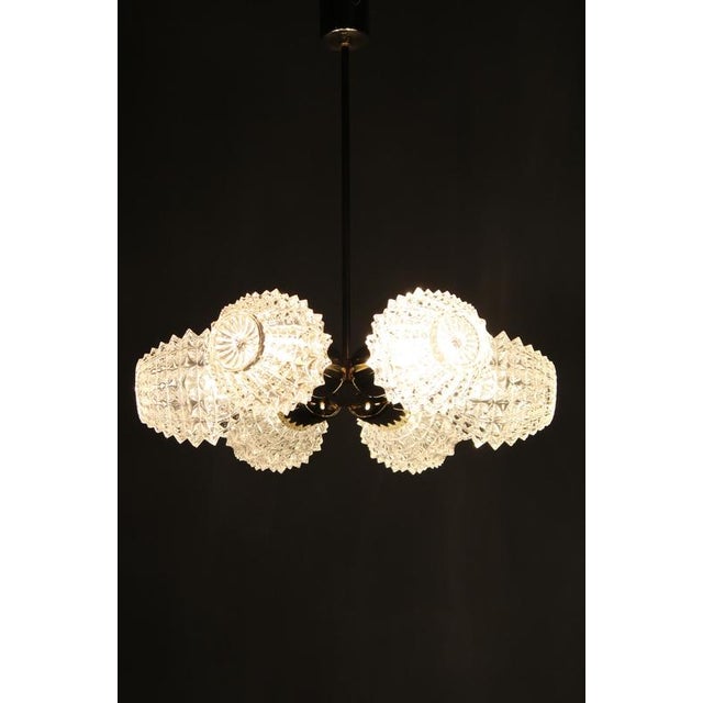 Mid-Century Sputnik Brass Glass Chandelier, Former Czechoslovakia, 1970s For Sale - Image 11 of 12