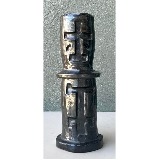 Vintage Glazed Ceramic Cross Vase For Sale - Image 11 of 12