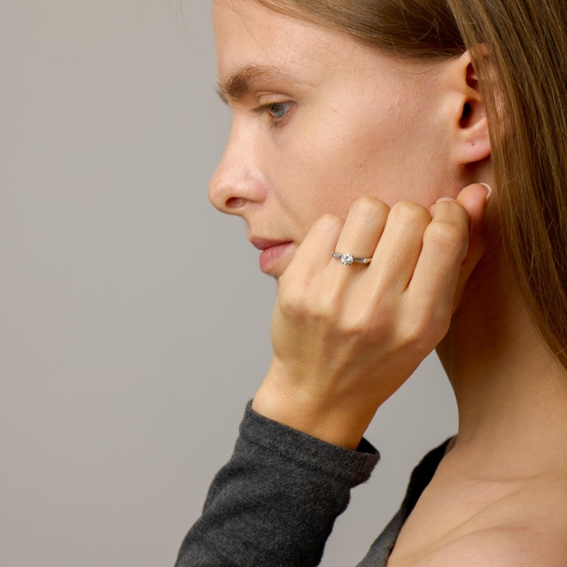 1950s 1950s Mid Century Diamond Platinum Engagement Ring, Size 7.25 For Sale - Image 5 of 6