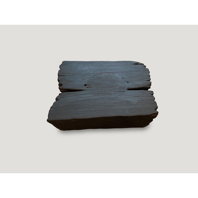 2010s Andrianna Shamaris Minimalist Charred Teak Wood Side Table or Coffee Table For Sale - Image 5 of 6