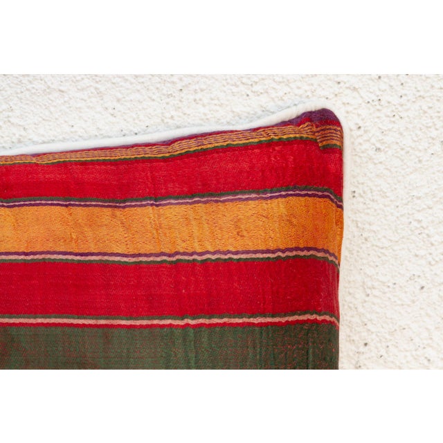 Mahi Striped Gujarati Mashru Lumbar Pillow For Sale - Image 4 of 7