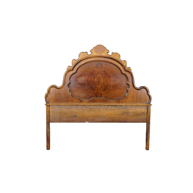 Victorian Antique Victorian Renaissance Revival Walnut Burl Arched Full Size Headboard For Sale - Image 3 of 17