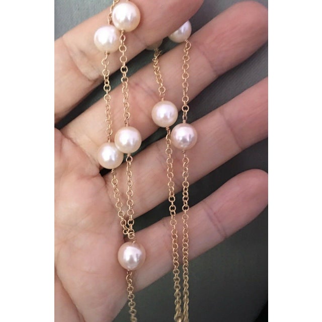 White Akoya Pearl Necklace 14 Karat Gold Large Italy Certified For Sale - Image 8 of 8