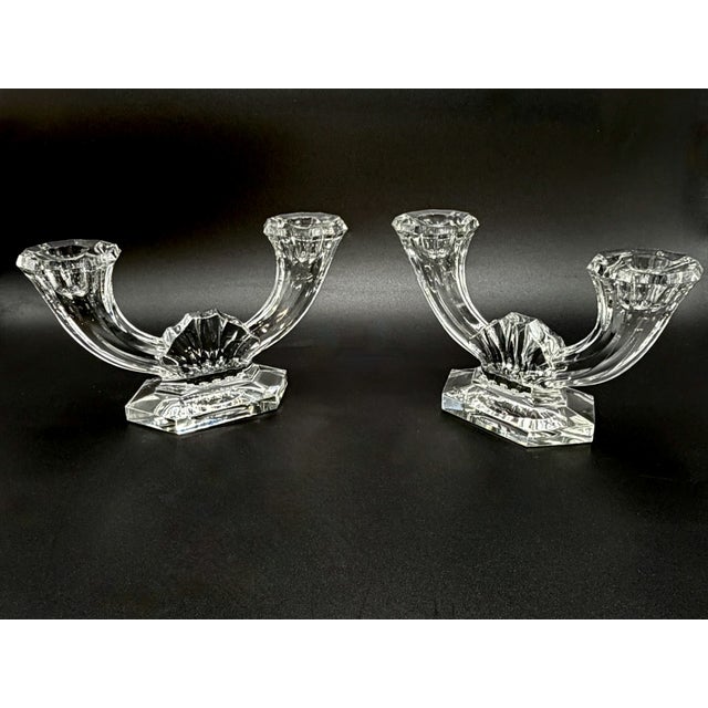 Imperial Crystal Twin-Arm Candelabra from Val Saint Lambert, Belgium, 1950s, Set of 2 For Sale - Image 4 of 18
