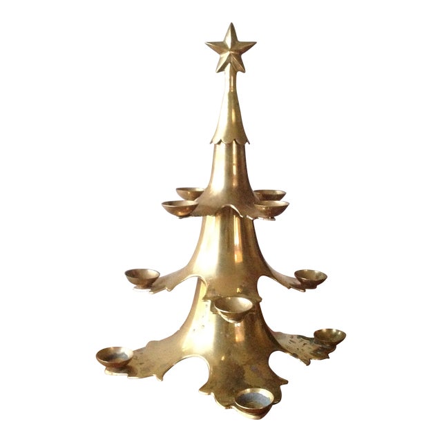 Vintage Brass Christmas Tree Candleholder Chairish