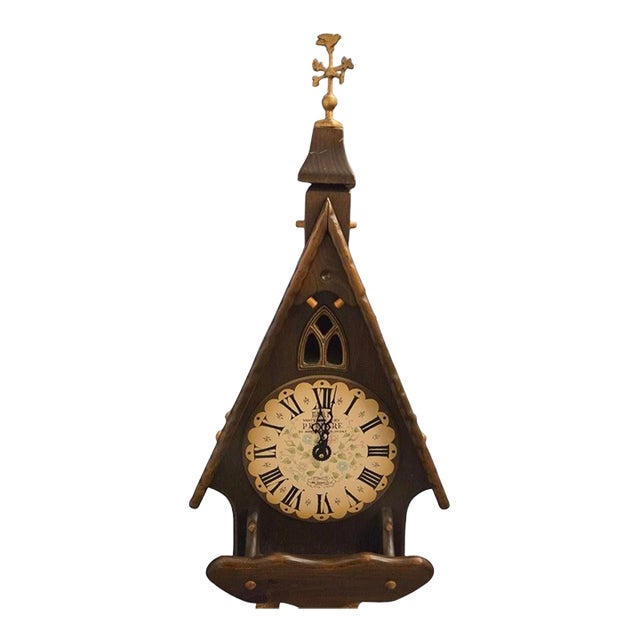 Vintage New England Clock Company Hanging Wood Wall Weights Cathedral Hark Chime For Sale