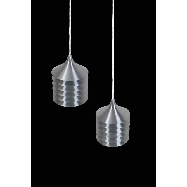 "duett" pendant light in a rare aluminum finish. Design: bent gantzel-boysen, 1983, denmark. Manufacturer: ikea, sweden....