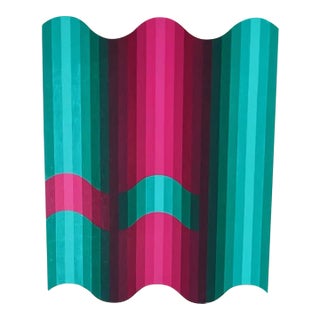 Vintage 1977 Undulating Pop Op Art Painting, Acrylic on Canvas For Sale