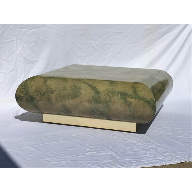 MidCentury Lacquered Faux Green Marble Cocktail Table Chairish