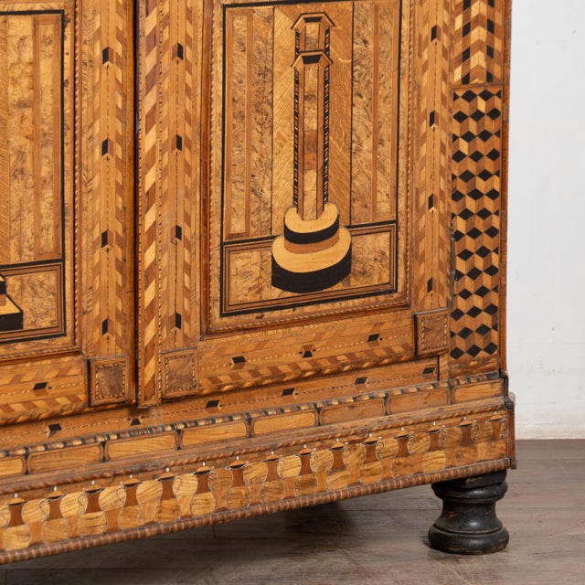 19th Century Highly Inlaid Marquetry 2 Door Armoire For Sale - Image 17 of 18