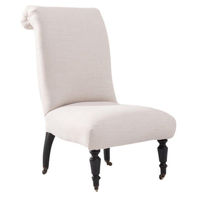 1900s French Wooden Upholstered Chair on Wheels For Sale - Image 15 of 18