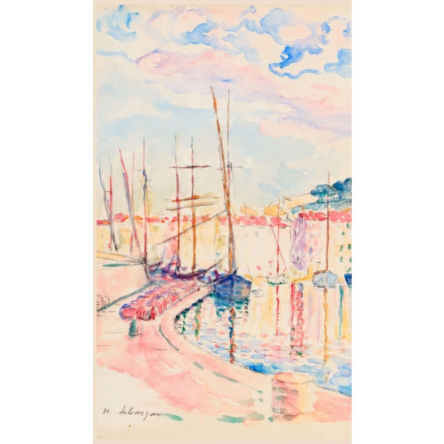 Amanda Lindroth Pastel French Riviera Harbor Art Print – Le Port De Saint-Tropez by Lebasque, 48" X 36" For Sale - Image 4 of 7