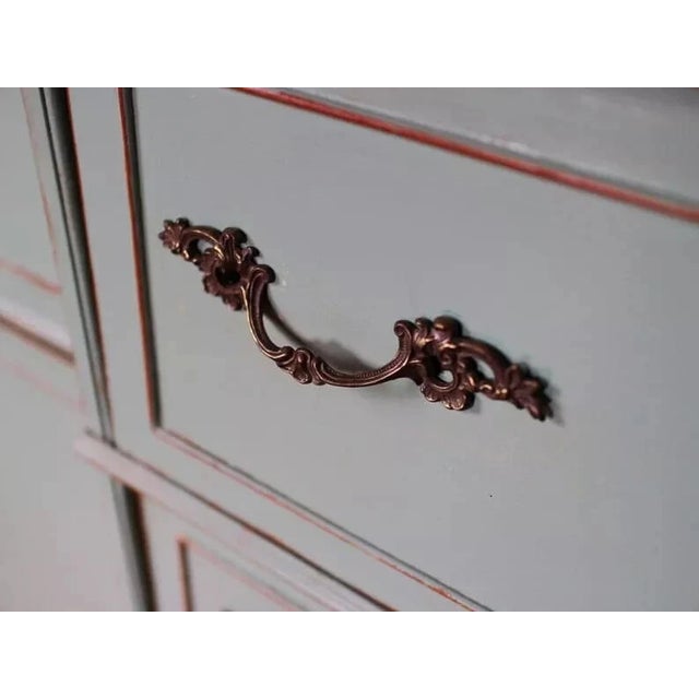 Vintage French Provincial Antiqued Brass Ornate Bail Pulls - Sets of 3 For Sale In New York - Image 6 of 7