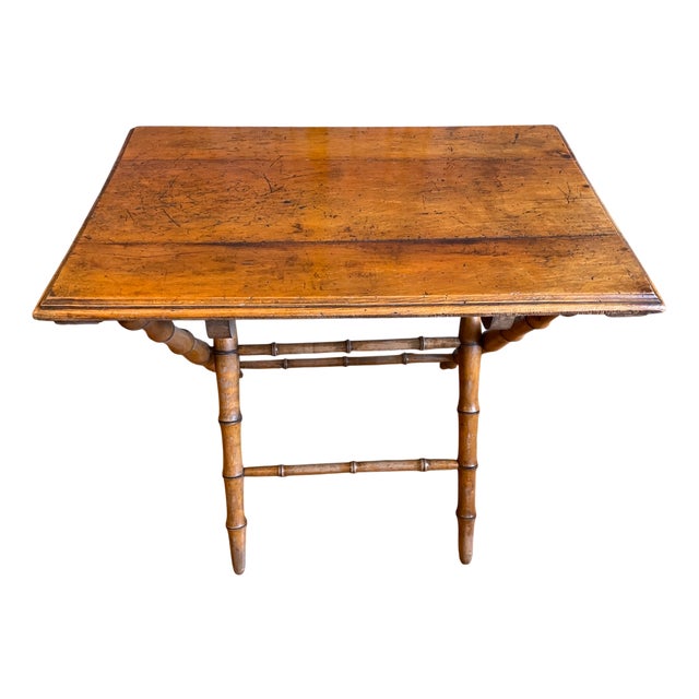 French Folding Side Table in Faux Bamboo, 1920s For Sale