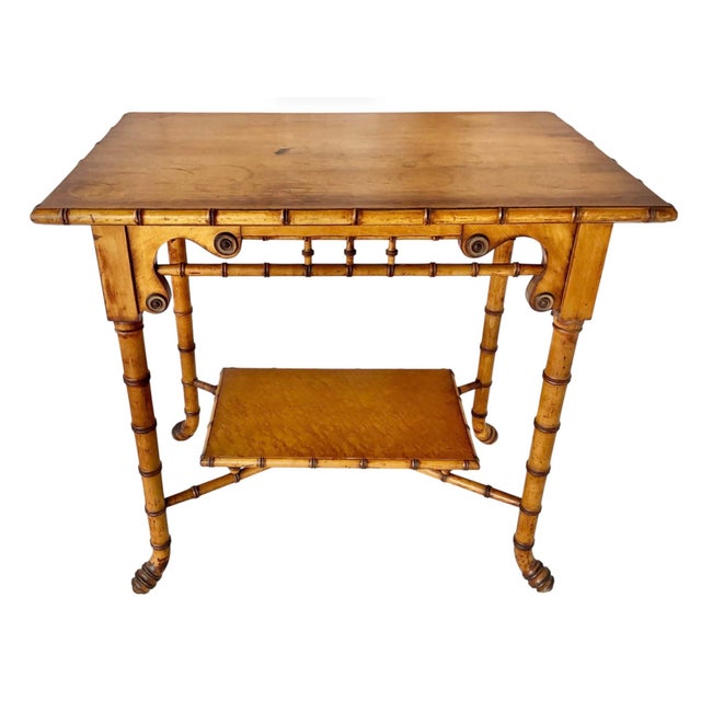 Tan Victorian Faux Bamboo Side Table by r.j. Horner, New York For Sale - Image 8 of 14