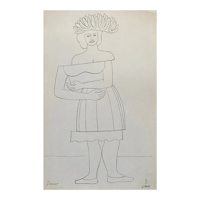 1960 James Bone Cubist Dancer Drawing For Sale