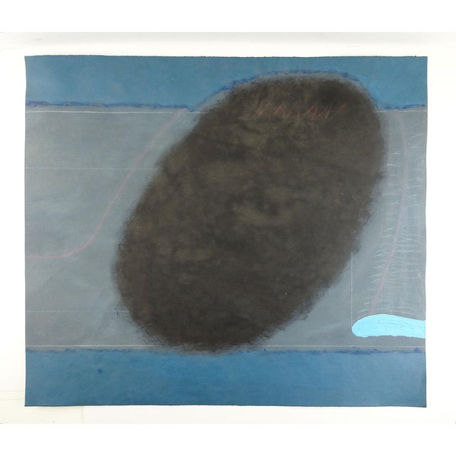 Contemporary Late 20th Century Abstract Expressionist Dark Orb Mixed Media Painting For Sale - Image 3 of 3