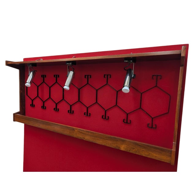 Vintage Space Age Rosewood and Red Lounge Bar, 1970s, Set of 4 For Sale - Image 10 of 18