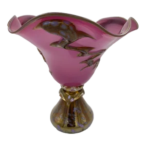 Murano Style Art Glass Centerpiece With Gold Finishes