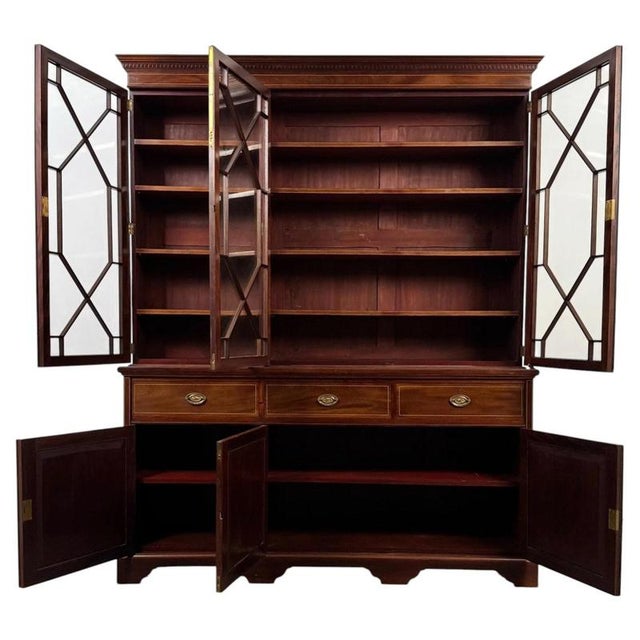 Large Antique 18th Century English Georgian Mahogany Bookcase For Sale - Image 3 of 13