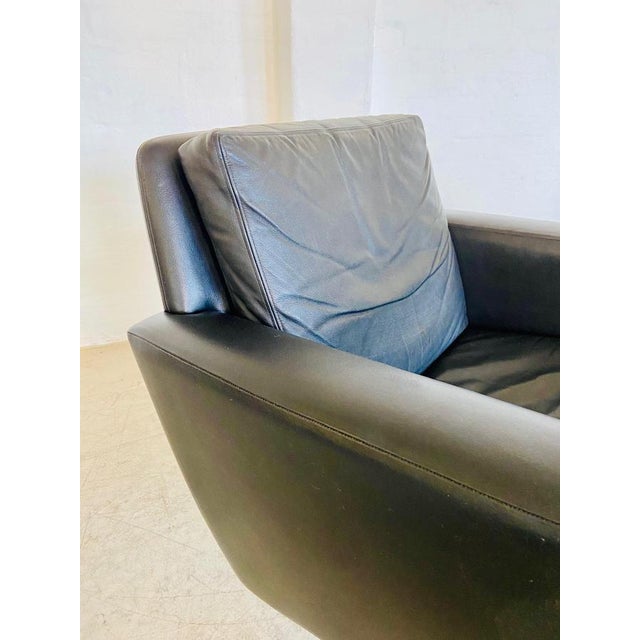 Vintage Danish Black Leather Swivel Chair by Georg Thams For Sale - Image 9 of 18