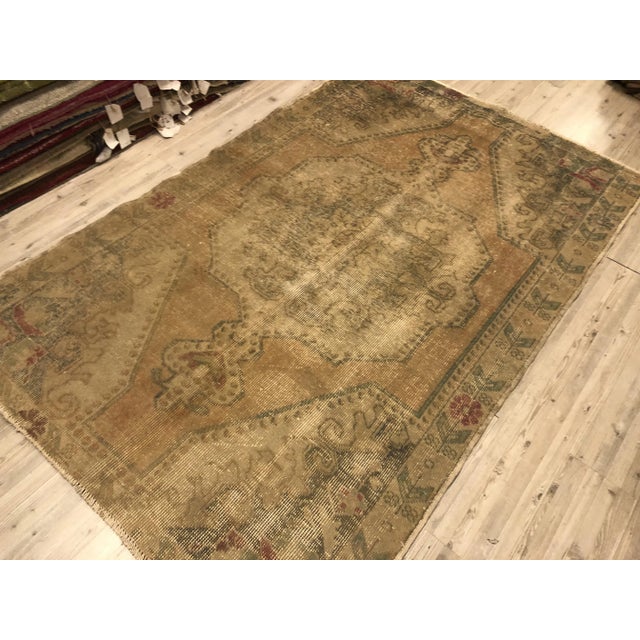 1960s Oushak Handmade Distressed Rug For Sale - Image 10 of 11