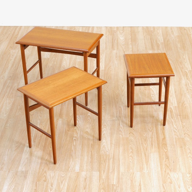 1960s Danish Modern Teak Nesting Tables For Sale - Image 9 of 10