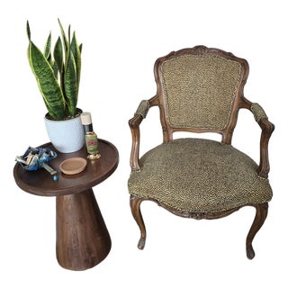 Antique French Louis XV Style Fauteuil Chair With Cheetah Print Upholstery For Sale