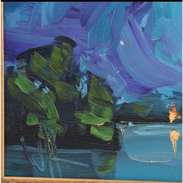 Impressionist William Hawkins Nocturne Landscape Oil Painting, 2023 For Sale - Image 3 of 7