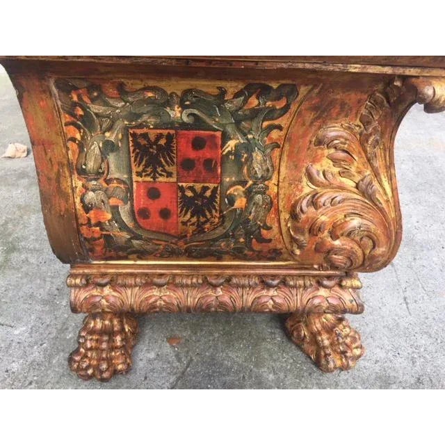 Gold 19th Century Italian Carved Giltwood & Painted Cassone For Sale - Image 8 of 13