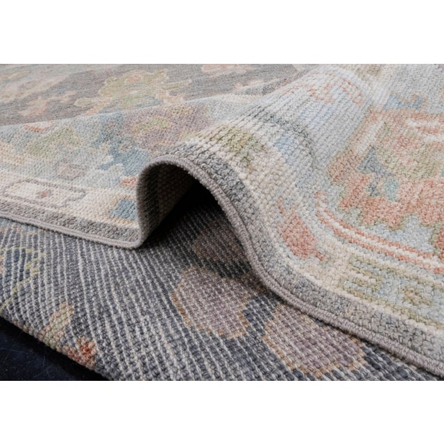 Blue Turkish Oushak Rug 4'2" x 6'2" For Sale - Image 8 of 8