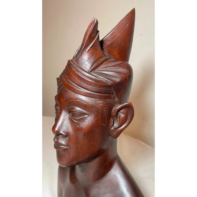 Antique Carved Balinese Indonesian Bali Woman Lady Bust Wood Carving Sculpture For Sale - Image 11 of 12