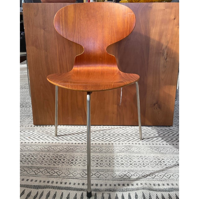 Mid-Century Modern 1950s Fritz Hansen 3-Legged Chair, Model 3100 For Sale - Image 3 of 13