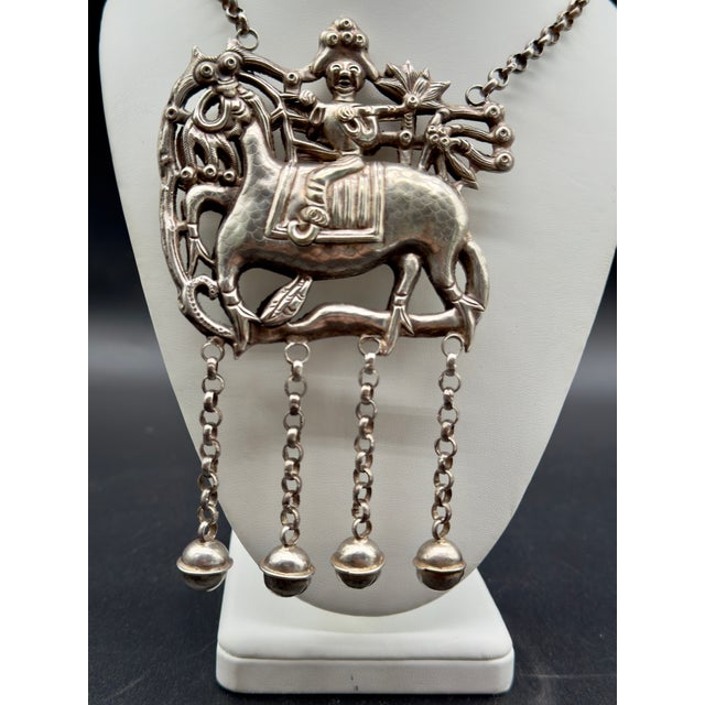Silver Antique Chinese Silver Qilin Necklace For Sale - Image 8 of 16